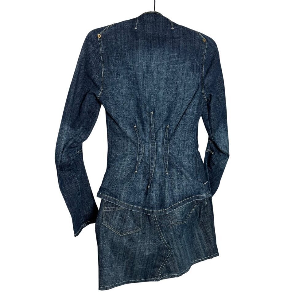 Frankie B. Jeans Denim Jacket and skirt suit size 4 zip front jacket mini skirt - Picture 5 of 12